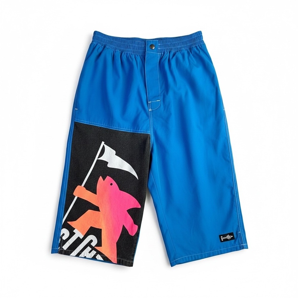 90s Vintage Board Shorts Gotcha 32 Colorblock Blue Purple Cotton Surf Skate